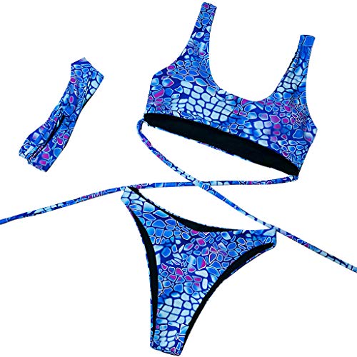 Mujer Trajes de Baño Realde Estampado de Serpiente Vendado Bikini con Relleno de Dos Piezas Conjunto de Bikini de Cintura Alta Conjunto de Trajes de Baño Monokini Bañadores Bikinis