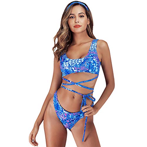 Mujer Trajes de Baño Realde Estampado de Serpiente Vendado Bikini con Relleno de Dos Piezas Conjunto de Bikini de Cintura Alta Conjunto de Trajes de Baño Monokini Bañadores Bikinis