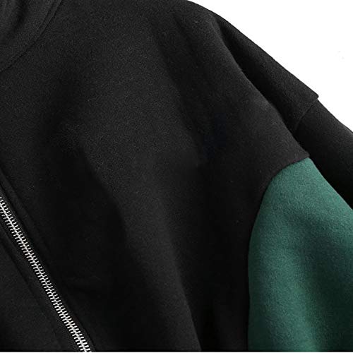 Mujer Tumblr Sudadera Corto de Cuello Alto y Cremallera