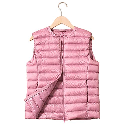 Mujer Ultra-Light Chaleco de Pluma Sin Cuello Plegable de Plumón Chaquetas Cremallera Gilet H-M