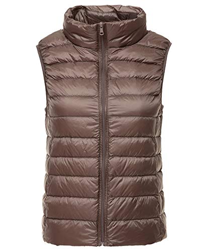 Mujer Ultraligero Chaleco Portátil de Plumón Cremallera Sin Mangas Ligero Plegable de Abrigo de Invierno Camellolo L
