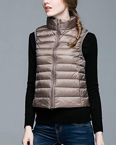 Mujer Ultraligero Chaleco Portátil de Plumón Cremallera Sin Mangas Ligero Plegable de Abrigo de Invierno Camellolo L