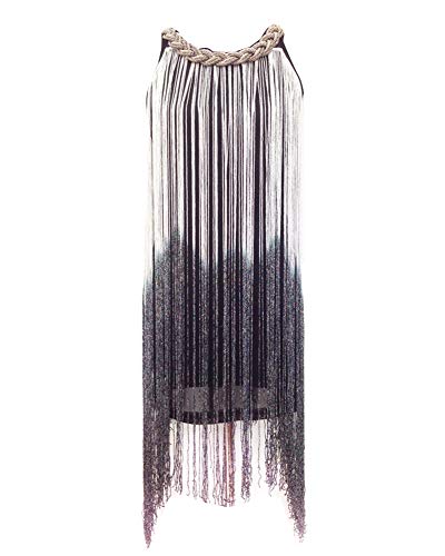 Mujer Vestido Latino para Danza Clásica Salsa Tango con Flecos Blanco