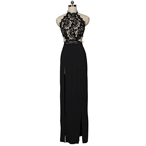 Mujer Vestidos De Fiesta Largos De Noche Elegantes Transparentes Ropa Dama Moderno Encaje Splicing Sin Mangas Sin Espalda Talle Alto con Aberturas Vestido Largo Vestidos Coctel
