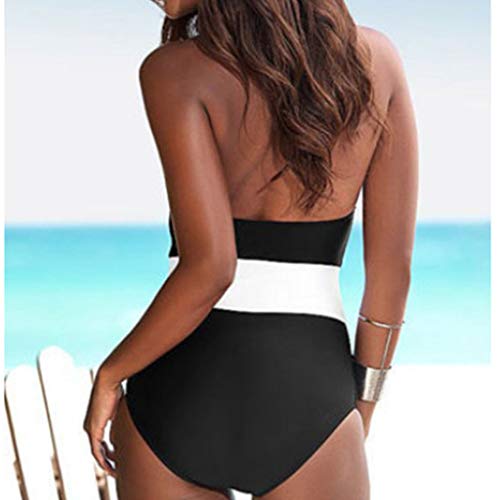 Mujeres bañador Cuello en V de Halter Monokini Sexy Push up banadores bañador Mujer Trajes de baño brasileños Bikinis Blanco XL