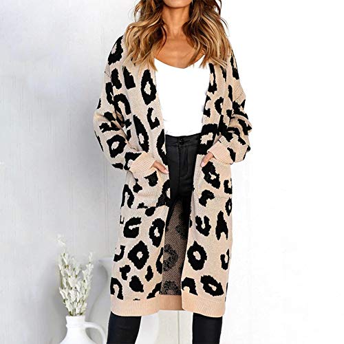 Mujeres Cárdigans Chaqueta De Punto Manga Larga Leopardo Rayas Frente Abierto Jersey Suéter de Abrigo - Mujeres Tops Jersey Sudadera Otoño Invierno