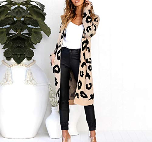 Mujeres Cárdigans Chaqueta De Punto Manga Larga Leopardo Rayas Frente Abierto Jersey Suéter de Abrigo - Mujeres Tops Jersey Sudadera Otoño Invierno