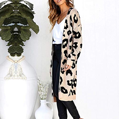 Mujeres Cárdigans Chaqueta De Punto Manga Larga Leopardo Rayas Frente Abierto Jersey Suéter de Abrigo - Mujeres Tops Jersey Sudadera Otoño Invierno