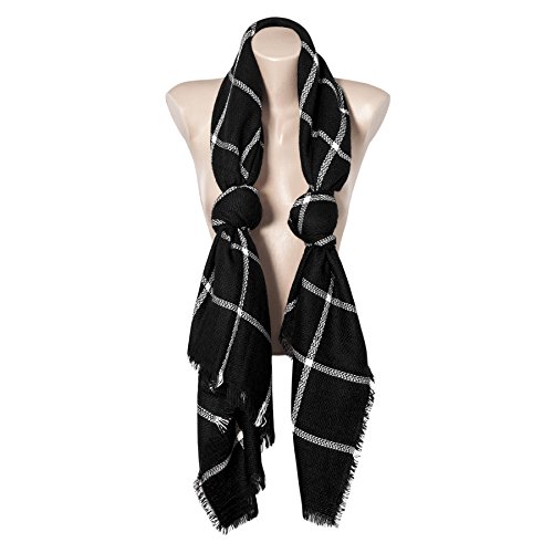 Mujeres chal sobredimensionado para otoño/invierno | Bufanda en el talla grande en negro/blanco | XXL Mujeres chal de la marca MyBeautyworld24