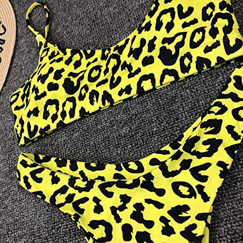 Mujeres Conjunto de Bikini Push-up con Estampado de Serpiente de Leopardo Sexy Trajes de Baño de Micro Tanga con Parte Inferior Triangular de Cintura Alta de Dos Piezas Bikini de Playa (H,M)