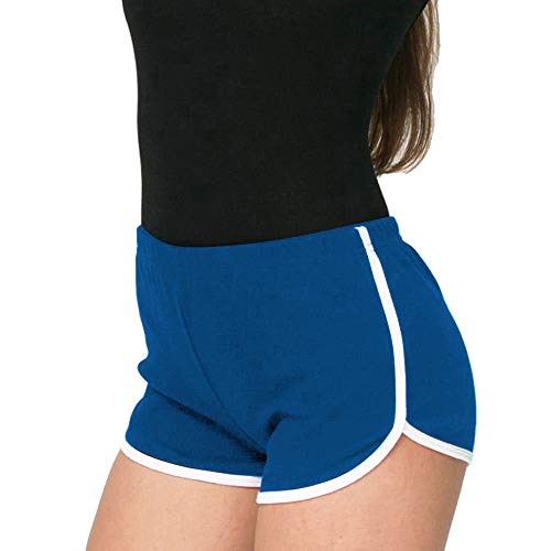 Mujeres Deportes Gimnasio Ejercicio Cintura Flaca Yoga Pantalón Corto Pantalones Retro Cortos Verano Shorts Casuales (EU S=Tag L (Cintura 58-62cm), 4 Piezas (Negro + Azul+ Vino Rojo + Verde))