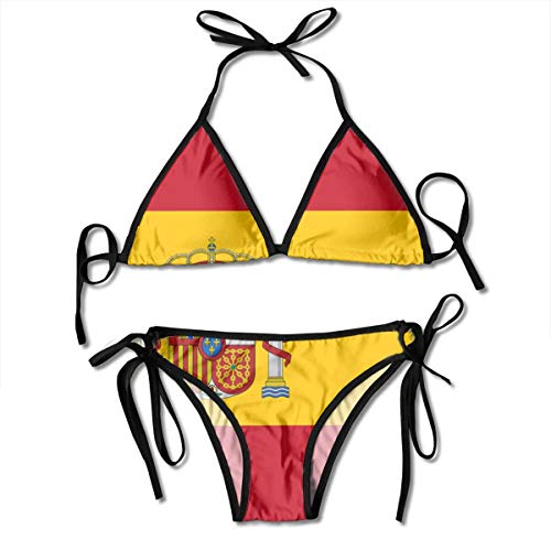 Mujeres España Bandera Bikini de Dos Piezas Conjuntos para Mujeres Push up Swimwear Summer Tube Top Sling Split Two Piece Beach Swimsuits