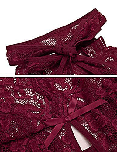 Mujeres Lencería de una Pieza Ropa de Dormir de Encaje Ropa Interior Body de Cuello Halter