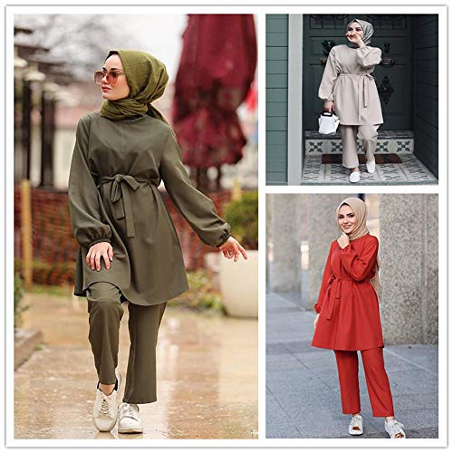 Mujeres Musulmanas árabes/Chica Moda Manga Larga Tops + Pantalones Traje de 2 Piezas