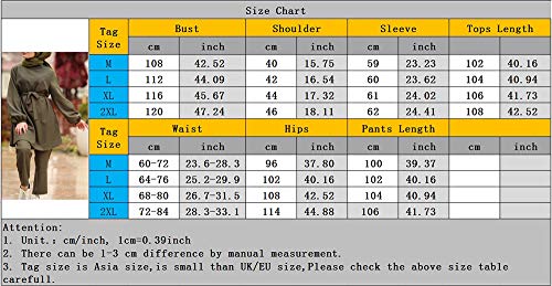 Mujeres Musulmanas árabes/Chica Moda Manga Larga Tops + Pantalones Traje de 2 Piezas