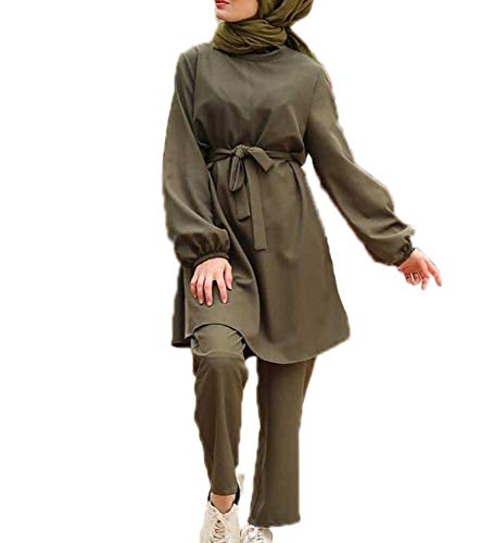 Mujeres Musulmanas árabes/Chica Moda Manga Larga Tops + Pantalones Traje de 2 Piezas