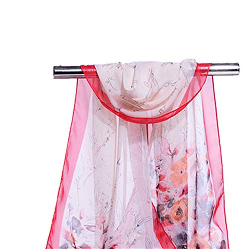 Mujeres Rojas Bufandas De Gasa Femme Chales Y Envolturas Finas De Flores Fulard Hijab Estolas Dropshipping Mujeres Baratas Bufandas