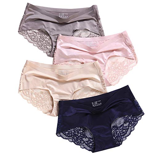 Mujeres Ropa Interior de Encaje Bragas de Bikini para Mujer Cintura Media Hipster Algodón Suave Calzoncillos sin Costuras Color sólido Estampado elástico Recortar Lencería con Estilo Panty Boyshort