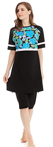 Mujeres Trajes de baño Musulmán Traje de baño Hijab Conjuntos de natación Modest Swimwear Surfing Suit (2, S)