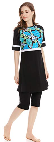 Mujeres Trajes de baño Musulmán Traje de baño Hijab Conjuntos de natación Modest Swimwear Surfing Suit (2, S)