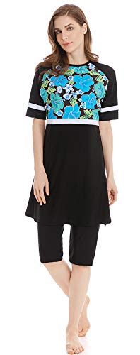 Mujeres Trajes de baño Musulmán Traje de baño Hijab Conjuntos de natación Modest Swimwear Surfing Suit (2, S)