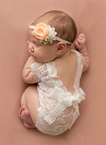 Mummyhug recién nacido lindo bebé niña fotografía Prop chaleco mono con Bowknot (Blanco)