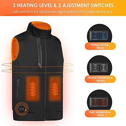 MVPower Chaleco Térmico Electrico para Hombre y Mujer, Chaleco Calefactable de Carga USB para Cuello, Espalda y Estómago, 3 Niveles de Temperatura, para Actividades al Aire Libre en Invierno