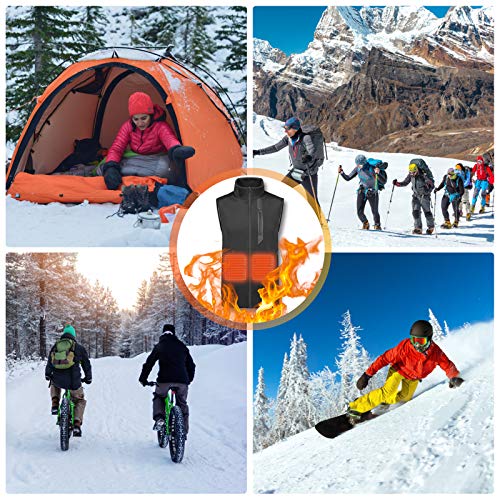 MVPower Chaleco Térmico Electrico para Hombre y Mujer, Chaleco Calefactable de Carga USB para Cuello, Espalda y Estómago, 3 Niveles de Temperatura, para Actividades al Aire Libre en Invierno
