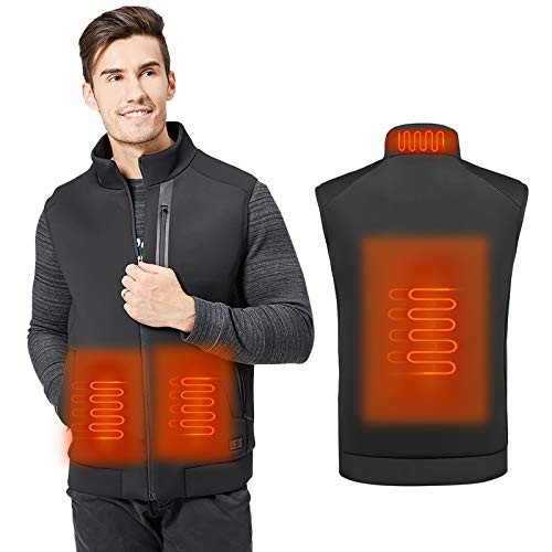 MVPower Chaleco Térmico Electrico para Hombre y Mujer, Chaleco Calefactable de Carga USB para Cuello, Espalda y Estómago, 3 Niveles de Temperatura, para Actividades al Aire Libre en Invierno
