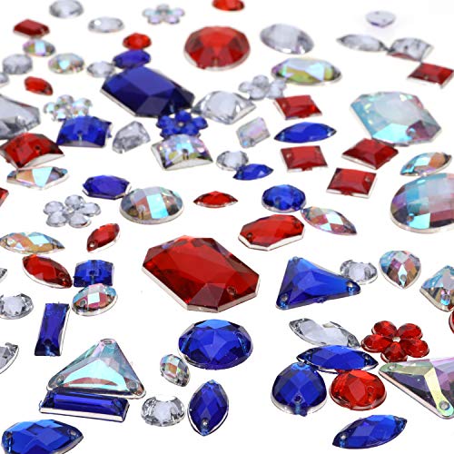 MWOOT 700 Piezas Diamantes de Acrílicas para Decorar Prendas Ropa Manualidades, Kit de Piedras Decorativas (Varios Tamaños y Formas) con Tijera de Costura, Agujas y Cordón, Colorido Perlas
