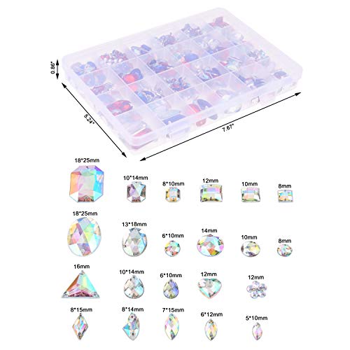 MWOOT 700 Piezas Diamantes de Acrílicas para Decorar Prendas Ropa Manualidades, Kit de Piedras Decorativas (Varios Tamaños y Formas) con Tijera de Costura, Agujas y Cordón, Colorido Perlas