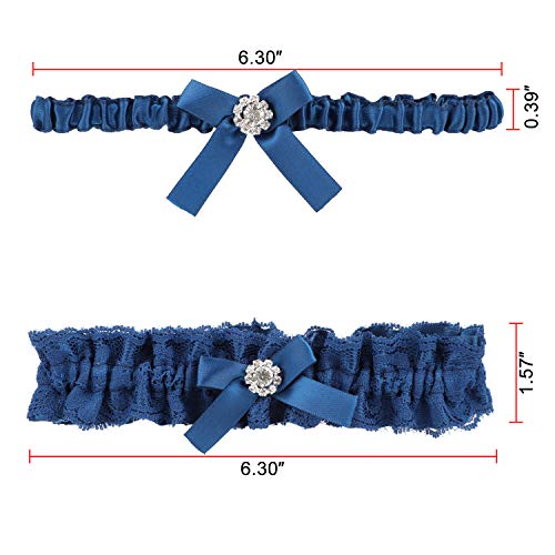 MWOOT Liga para Novia Azul, Liga Nupcial Elástica, Accesorios de Vestidos de Novia Regalo de Boda de la Novia para el Banquete de Boda