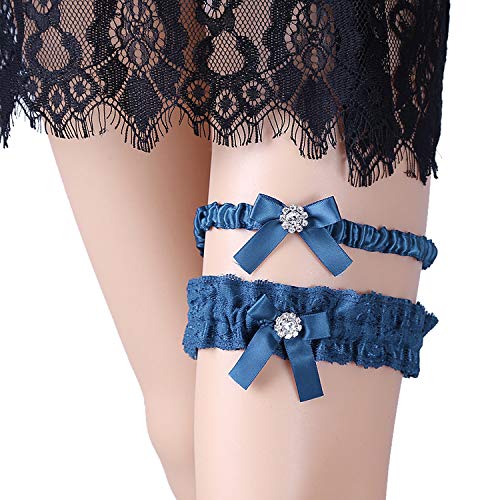 MWOOT Liga para Novia Azul, Liga Nupcial Elástica, Accesorios de Vestidos de Novia Regalo de Boda de la Novia para el Banquete de Boda
