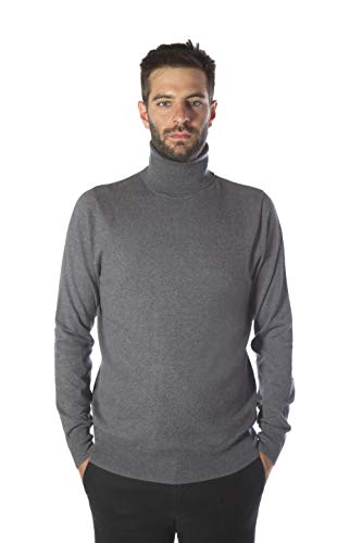 MY BASIC Jersey básico Cuello Cisne de Algodon-Cachemira para Hombre (XXL, Gris Oscuro)