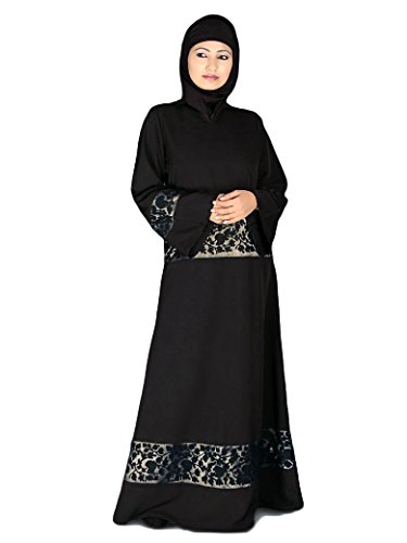 MyBatua negro bordado musulmán eid tradicional y fiesta desgaste mujeres abaya burqa AY-017 (XL)