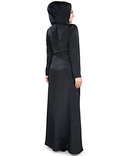 MyBatua negro musulmán bordado ocasión y ropa formal burqa abaya jilbab AY-390 (L)