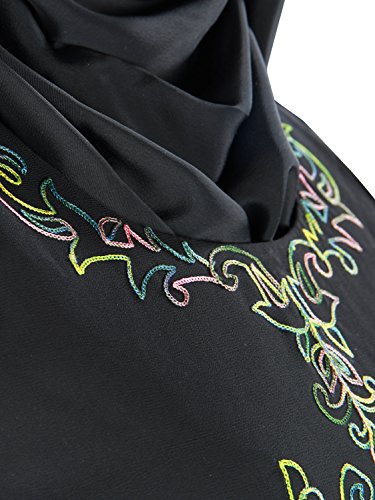 MyBatua negro musulmán bordado ocasión y ropa formal burqa abaya jilbab AY-390 (L)