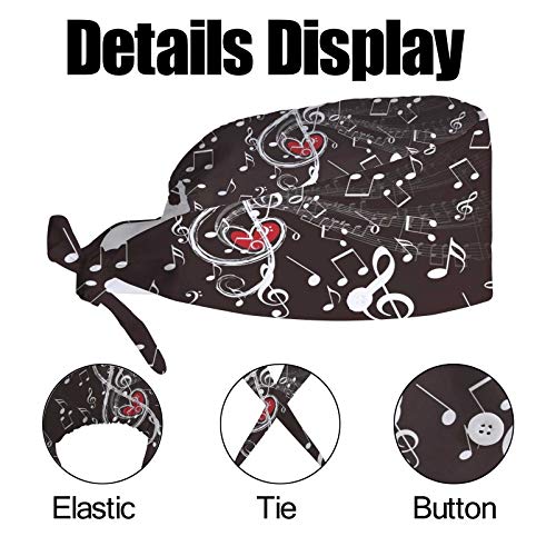 MyDaily Gorra de trabajo con banda para el sudor, gorra de nota musical, gorra ajustable tipo turbante para mujeres y hombres