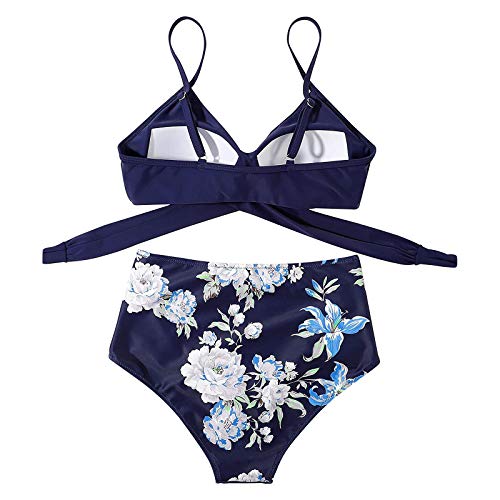 N / B Moda Patrón Floral Traje de baño Conjunto Honda Bikini Mujer Separar Dos Piezas Cintura Alta Push Up el Verano Playa Natacion Sol Voleibol Vacaciones Talla Grande