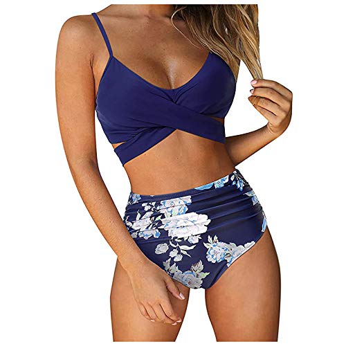 N / B Moda Patrón Floral Traje de baño Conjunto Honda Bikini Mujer Separar Dos Piezas Cintura Alta Push Up el Verano Playa Natacion Sol Voleibol Vacaciones Talla Grande