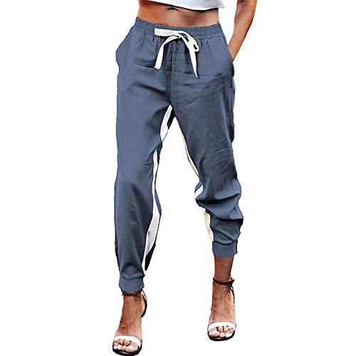 N-B Pantalones Chándal Largos Mujer Primavera con Bolsillos y Cordón Delgado Tallas Grandes Casual Leggins Deportivos Suave Transpirable Mallas de Deporte