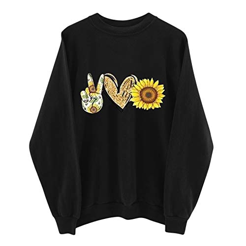 N-B Sudadera Oversize sin Capucha para Mujer Primavera Invierno Dibujos de Amor Y Flores Casual Moda 2021 Nuevo Chica Ropa Tops Manga Larga Deporte Camisetas y Blusas S - 3XL