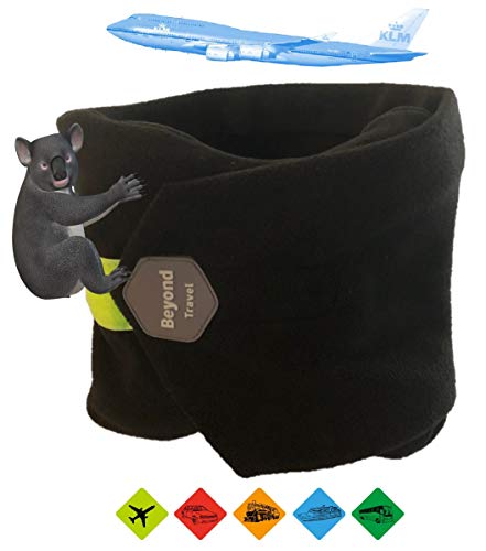 N3 ZELEK Almohada Viaje Almohada Cervical Cojin Viaje Soporte Espalda Almohada Avion Diseño Seguro Cómodo El Más NUEVO Almohada Espuma Ajustable Tamaño Cuello Bufanda Almohada de Viaje Funda Negro