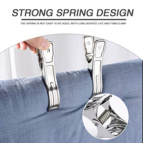 “N/A” 10 Pinzas para Toallas de Playa de Acero Inoxidable Pinzas para Ropa Grandes, para la Ropa Diaria Pinzas para Colgar Resistentes al Viento para Ropa Pesada (14 cm)