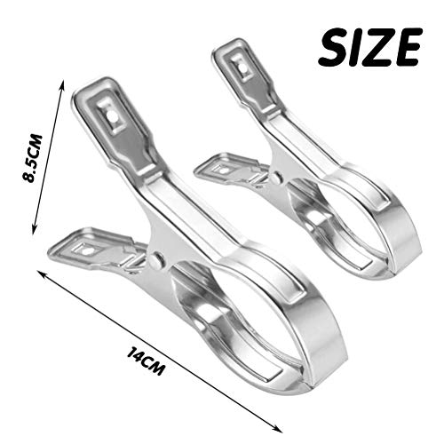 “N/A” 10 Pinzas para Toallas de Playa de Acero Inoxidable Pinzas para Ropa Grandes, para la Ropa Diaria Pinzas para Colgar Resistentes al Viento para Ropa Pesada (14 cm)