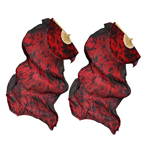 #N/A/a 1 Par de Danza Del Vientre, Velo, Arte Popular, Velo de Baile Chino, Rendimiento de Seda - Vino rojo, unico