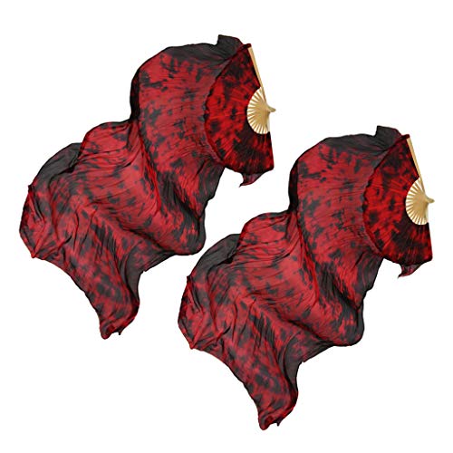 #N/A/a 1 Par de Danza Del Vientre, Velo, Arte Popular, Velo de Baile Chino, Rendimiento de Seda - Vino rojo, unico