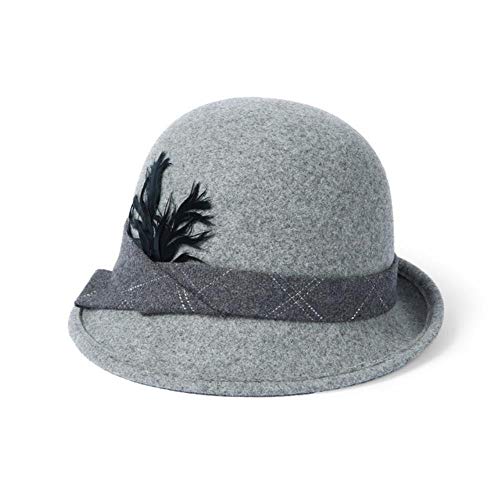 NAHUIYI Sombrero Primavera Bowler Hat Clásicos De Tendencia Femenina Sombreros De ala del Sombrero De Señora Madre De La Vendimia,Gris,56 58Cm