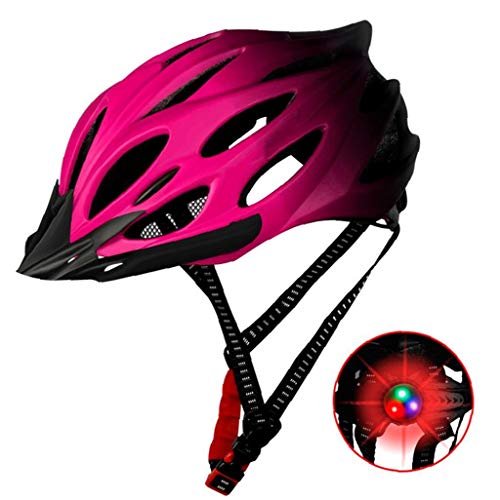NaisiCore Casco de Ciclista Adulto Ligero Casco de la Bici del Casco de la Bicicleta con la luz Trasera Ajustable Hombres Mujeres Rosa Equipamiento Bicicletas