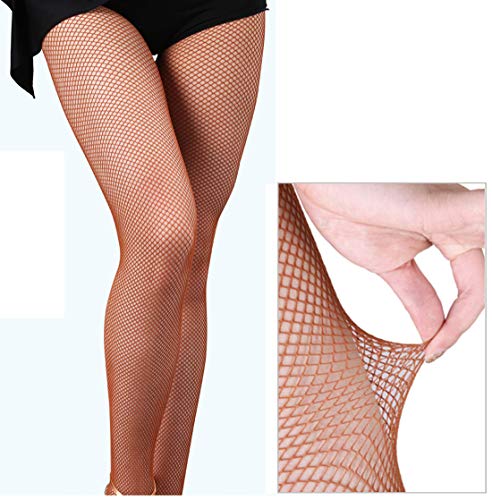 Nanxson Femenino Peep Toe Pantimedias Toeless Delgado Rejilla Medias Baile Latino WZWL0012 (L, Camello)